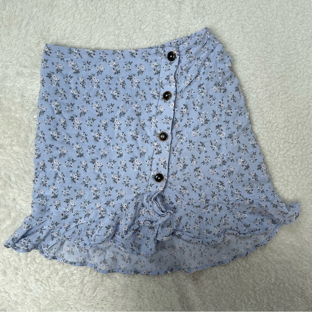 Hollister blue floral ultra high rise mini skirt